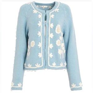 Loveshackfancy Lafayette Cardiganbaby Sweater Cornflower